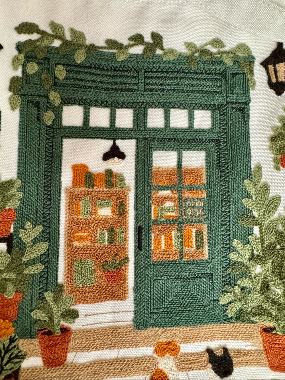 BOOK STORE & COFFEE SHOP Canvas Tote Book Bag Cats Plants Embroidered NWT - Picture 10 of 14